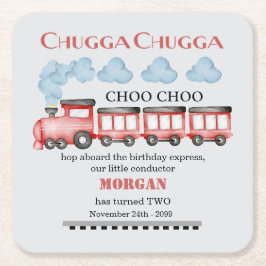 Schattigee Waterverf rode trein 2e verjaardag Kartonnen Onderzetters