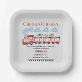 Schattigee Waterverf rode trein 2e verjaardag Papieren Bordje