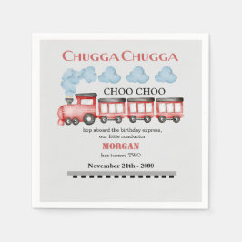 Schattigee Waterverf rode trein 2e verjaardag Servet