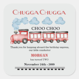 Schattigee Waterverf rode trein 2e verjaardag Vierkante Sticker