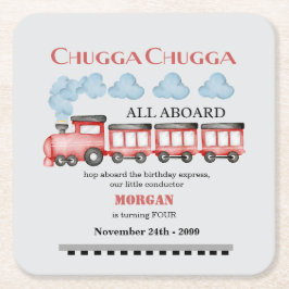Schattigee Waterverf rode trein elke verjaardag Kartonnen Onderzetters
