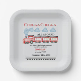 Schattigee Waterverf rode trein elke verjaardag Papieren Bordje