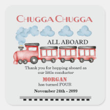 Schattigee Waterverf rode trein elke verjaardag