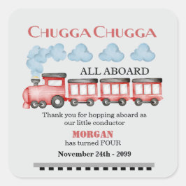 Schattigee Waterverf rode trein elke verjaardag Vierkante Sticker