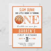 Schattigee Waterverf Rookie Basketbal 1e Verjaarda Kaart (Voorkant)