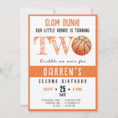 Schattigee Waterverf Rookie Basketbal 2e Verjaarda Kaart (Voorkant)