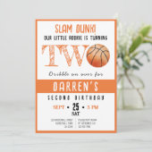 Schattigee Waterverf Rookie Basketbal 2e Verjaarda Kaart (Staand voorkant)