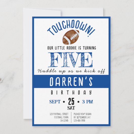 Schattigee Waterverf Rookie Football Boy Verjaarda Kaart (Voorkant)