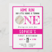 Schattigee Waterverf Rookie Honkbal Meisje 1e Verj Kaart (Voorkant)