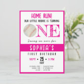 Schattigee Waterverf Rookie Honkbal Meisje 1e Verj Kaart (Staand voorkant)