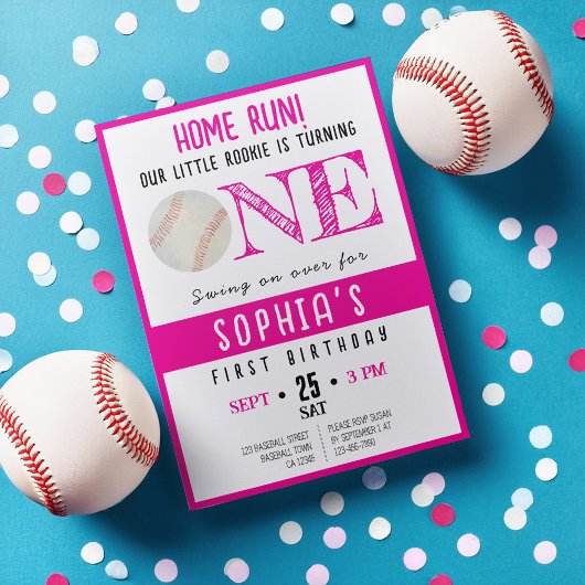 Schattigee Waterverf Rookie Honkbal Meisje 1e Verj Kaart