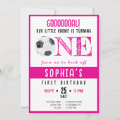 Schattigee Waterverf Rookie Voetbal Roze 1e Verjaa Kaart (Voorkant)