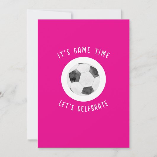 Schattigee Waterverf Rookie Voetbal Roze 1e Verjaa Kaart (Achterkant)