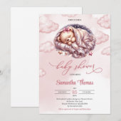 Schattigee Waterverf roos gouden slapende teddybee Kaart (Voorkant / Achterkant)