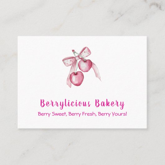 Schattigee Waterverf roze bessen Bakkerij Visiteka Visitekaartje (Voorkant)