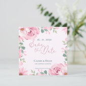 Schattigee Waterverf Roze Bloemen Huwelijk Save th (Staand voorkant)