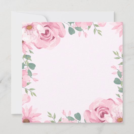 Schattigee Waterverf Roze Bloemen Huwelijk Save th (Achterkant)