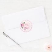 Schattigee Waterverf Roze Bloemen Meisje's 1e Verj Ronde Sticker (Envelop)