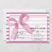 Schattigee Waterverf Roze Bow Baby shower Kaart (Voorkant)