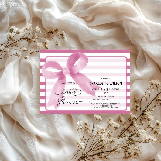 Schattigee Waterverf Roze Bow Baby shower Kaart