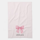 Schattigee Waterverf Roze Bow Coquette Bakken Theedoek (Verticaal)