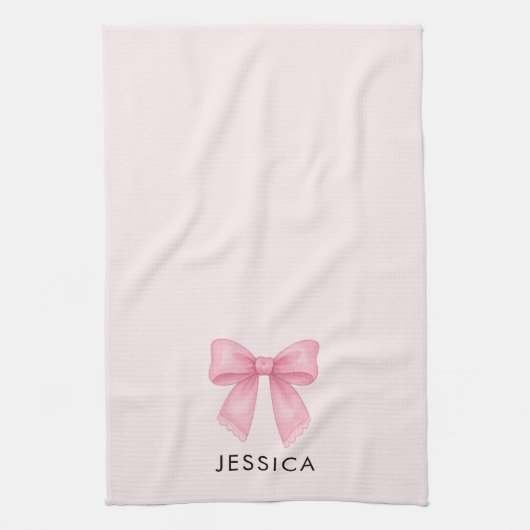 Schattigee Waterverf Roze Bow Coquette Bakken Theedoek (Verticaal)