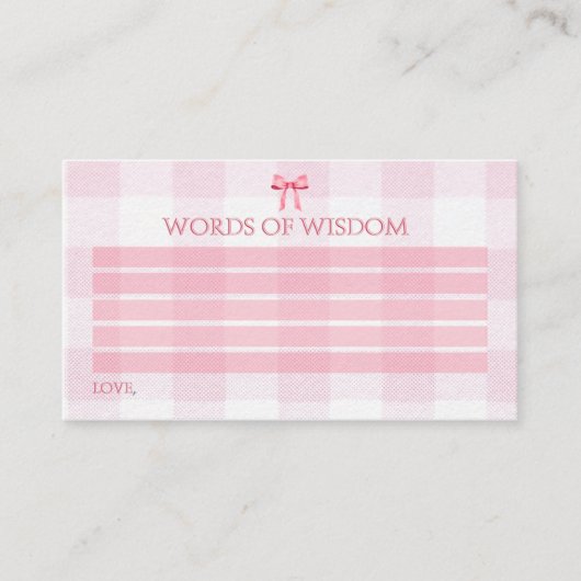 Schattigee Waterverf Roze Bow Coquette Nieuwe Oude Advieskaart (Voorkant)