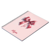 Schattigee Waterverf Roze Bow Custom Name Notitieb Notitieboek (Linkerzijde)