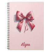 Schattigee Waterverf Roze Bow Custom Name Notitieb Notitieboek (Voorkant)