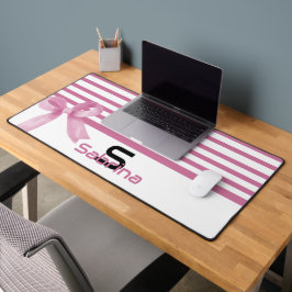 Schattigee Waterverf Roze Bow Stripes Desk Mat