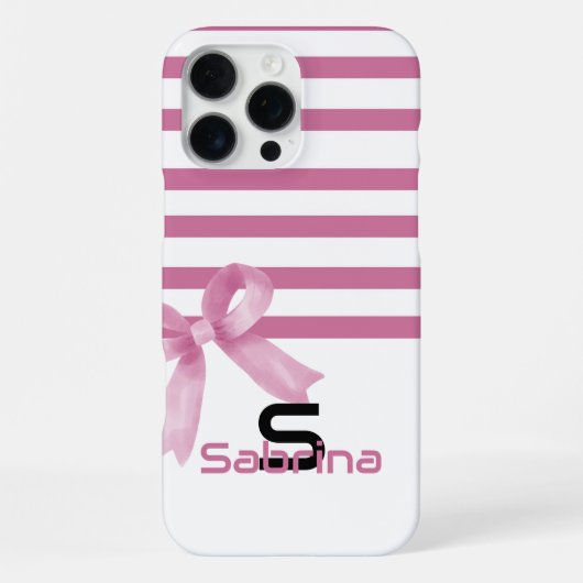 Schattigee Waterverf Roze Bow Stripes iPhone Hoesje (Achterkant)