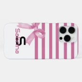 Schattigee Waterverf Roze Bow Stripes iPhone Hoesje (Achterkant horizontaal)