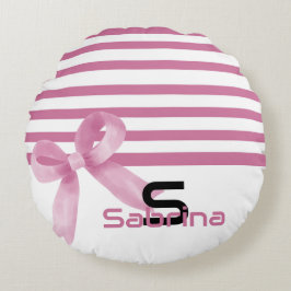 Schattigee Waterverf Roze Bow Stripes Ronde Kussen