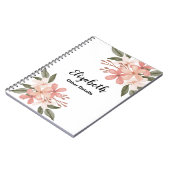 Schattigee Waterverf Roze Cheery Botanical Geperso Notitieboek (Linkerzijde)