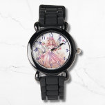 Schattigee Waterverf roze fee meisjesvlinders Horloge<br><div class="desc">Schattigee Waterverf Roze Fairy Girly Vlinders Kinder Meisjes eWatch Watches beschikt over een schattige roze waterverf fee met vlinders. Creëer door Evco Studio www.zazzle.com/store/evcostudio</div>