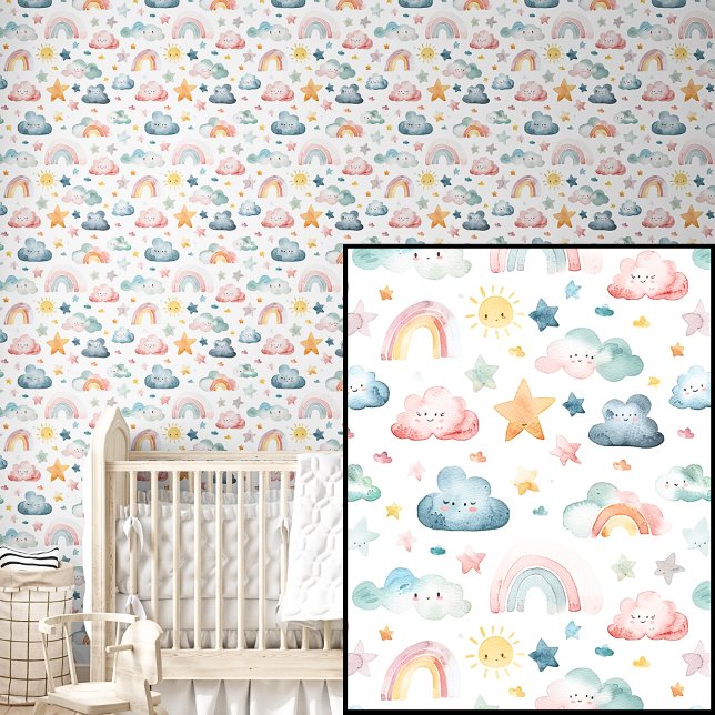 Schattigee Waterverf Roze Groen Blauw Regenbogen S Behang (Creator heeft geüpload)