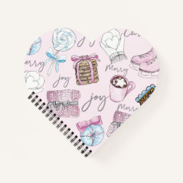 Schattigee Waterverf Roze Kerstmis Notitieboek