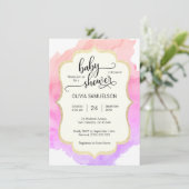 Schattigee Waterverf Roze Perzik Paarse MEISJE Bab Kaart (Staand voorkant)