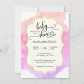 Schattigee Waterverf Roze Perzik Paarse MEISJE Bab Kaart (Voorkant)