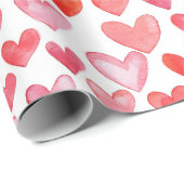 Schattigee Waterverf Roze Rode Harten Valentijnse  Cadeaupapier (Rol Hoek)
