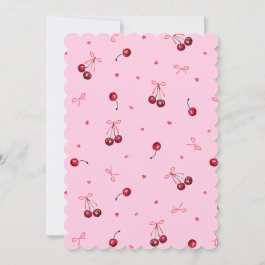 Schattigee Waterverf Roze Rode Kersen, Harten, Bog Kaart (Achterkant)