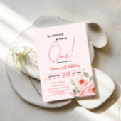 Schattigee Waterverf Roze Rose Baby Meisje 1e Verj Kaart