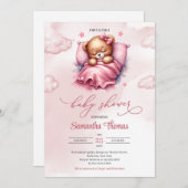 Schattigee Waterverf roze slapende teddybeer bij c Kaart (Voorkant / Achterkant)