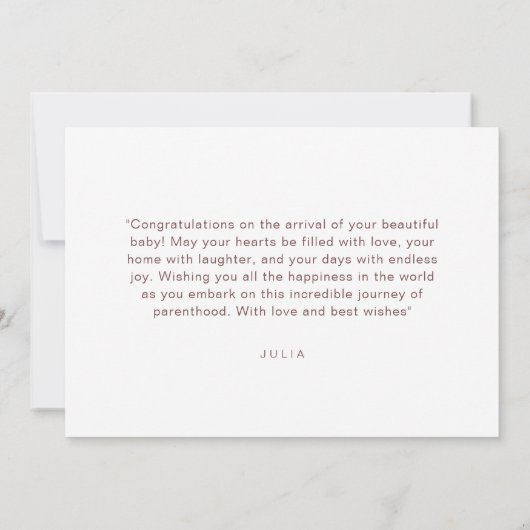 Schattigee Waterverf Roze Teddybeer Welkom Baby Kaart (Achterkant)