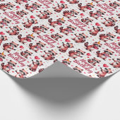 Schattigee Waterverf Roze Wasbeer Verjaardagscène  Cadeaupapier (Hoek)