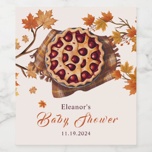 Schattigee Waterverf Rustic Cherry Pie Baby shower Wijn Etiket (Enkel label)