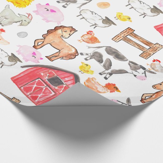 Schattigee Waterverf Rustiek Boerderij Barnyard An Cadeaupapier (Hoek)