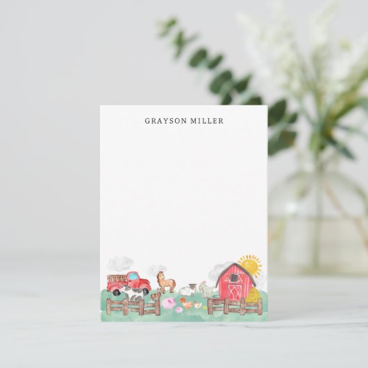 Schattigee Waterverf Rustieke Barnyard Boerderij D Bedankkaart (Staand voorkant)