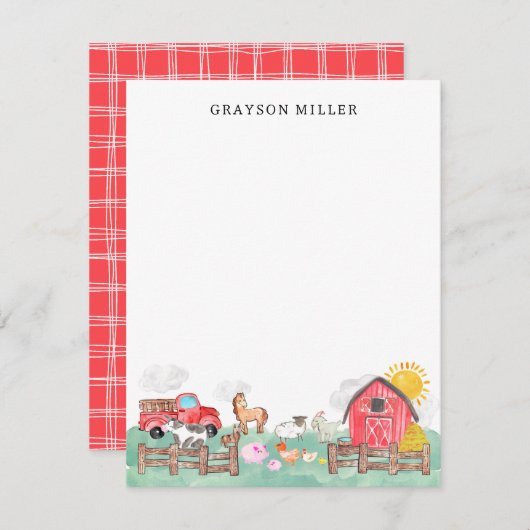 Schattigee Waterverf Rustieke Barnyard Boerderij D Bedankkaart (Voorkant / Achterkant)