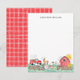 Schattigee Waterverf Rustieke Barnyard Boerderij D Bedankkaart